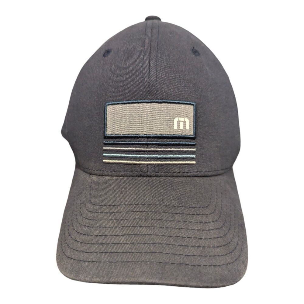 Travis Mathew Hat Mens S-M Blue Flex Fit Patch Logo Casual Adjustable